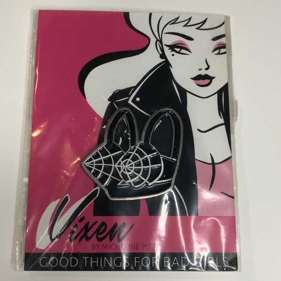 Vixen by Micheline Pitt Accessories - Vixen by Micheline Pitt enamel pin black spiderweb bullet bra